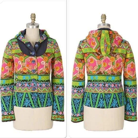 Anthropologie Allihop RARE 2007 Dragon Boat Quilted Pure Cotton Sweater Jacket - Picture 2 of 9